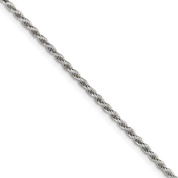 1.75mm Sterling Silver, Diamond Cut Rope Chain Necklace, 16 Inch - Picture 1 of 8